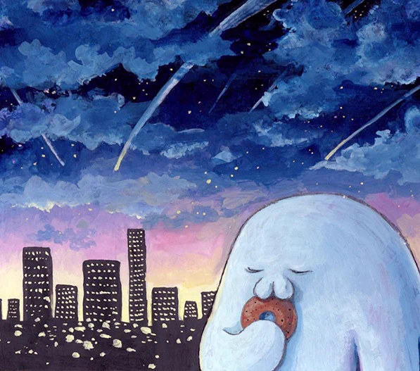 来年のみんなの幸せを 星に願う荒巻  #荒巻スカルチノフ #イラスト #ドーナツ