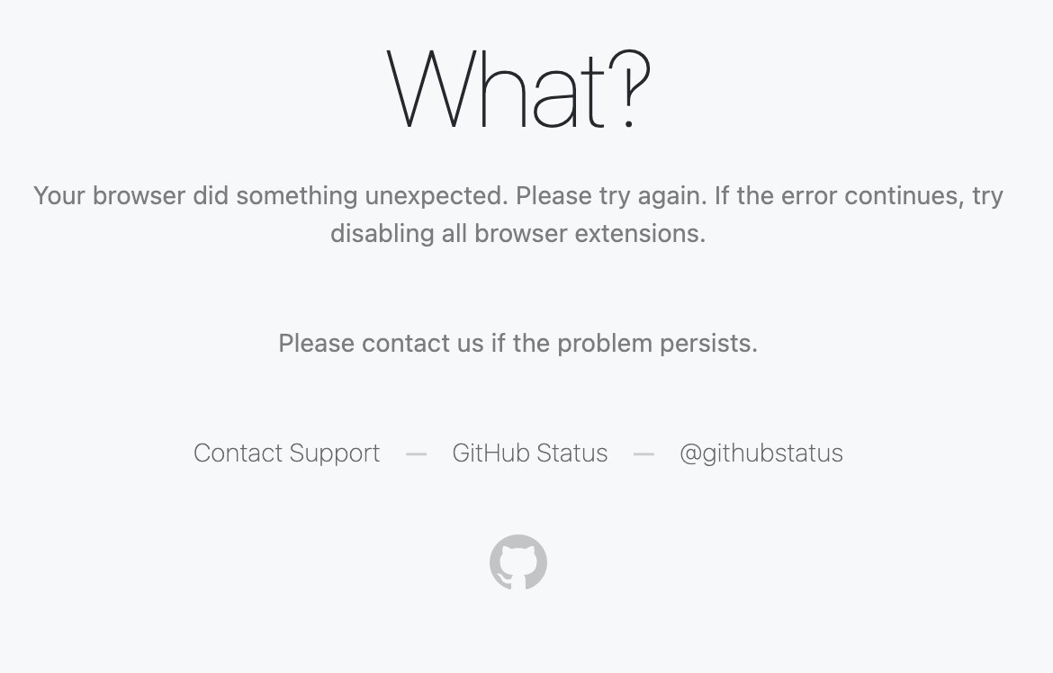 brmcedo's tweet photo. @github Something went wrong? I'm trying to sign in and got an error. I tried many times in incognito tab, another network and nothing worked. https://t.co/RhZWmenlms