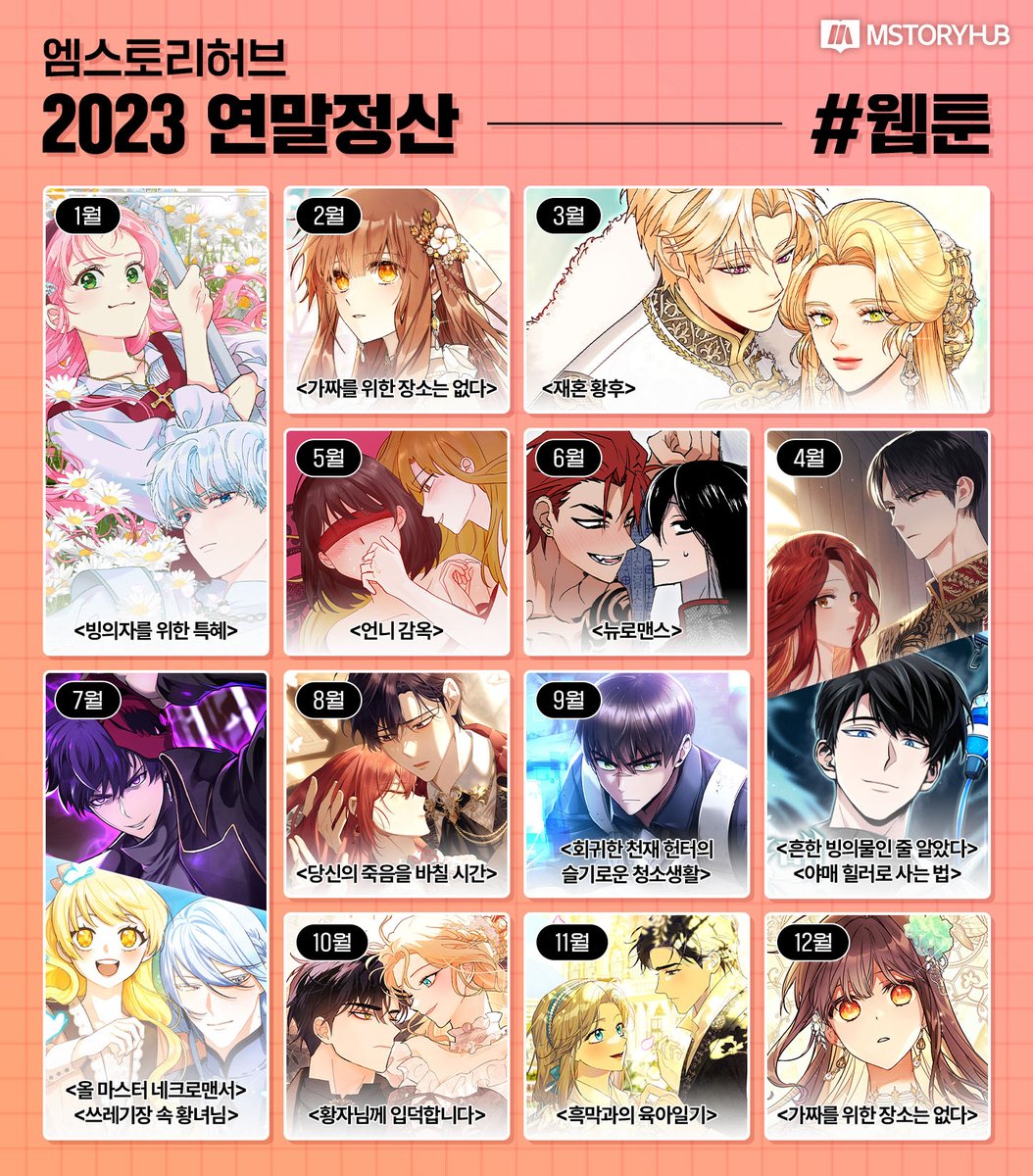 🗓️2023년 엠스토리허브 연말정산🗓️
토리가 뽑은 23년 기대작들 보고 가!!(๑˃̵ᴗ˂̵)و

올 한 해도 도파민 유발 웹소 웹툰이 많아서 행복해따...🥹

#엠스토리허브 #2023년 #연말정산 #웹소설 #웹툰 #내년에도_많관부❤️