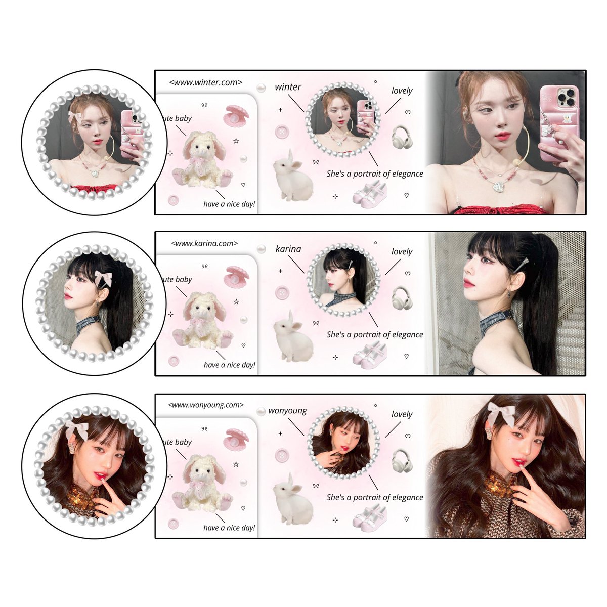 Hi aku ada layout 156 ready stock cleaner sale nih. 

🍰: 1k/ea
🍥: Ava PNG only
🍡: Qris
🥨: NO RETEXT 

List chara : Giselle, Irene, Yunjin, Jisoo, Karina, Winter, Wonyoung.

#zonauang #zonajajan #zonaba