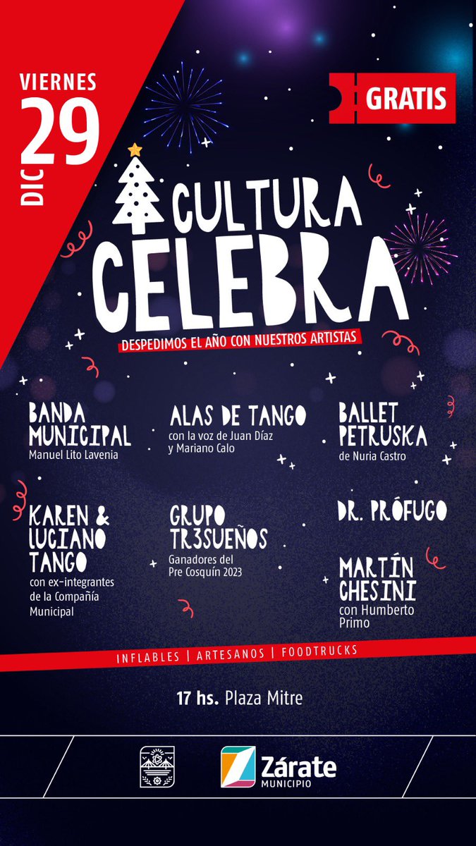 drprofugoficial's tweet photo. Mañana, #DrPrófugo en vivo en Plaza Mitre de Zárate. Cultura celebra y resiste. Te esperamos a vos, y a la familia. Un line up hermoso.

👉🏽 Viernes 29.12 ✨ 21hs
📍Rivadavia 751, Zárate https://t.co/xoRKqfLhKO