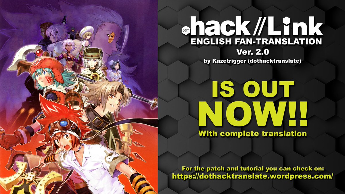 dothackrevival's tweet photo. 𝗚𝗿𝗲𝗮𝘁 𝗡𝗲𝘄𝘀!!🎉🥳
A latest patch of .𝗵𝗮𝗰𝗸//𝗟𝗶𝗻𝗸 𝗘𝗻𝗴𝗹𝗶𝘀𝗵 𝗙𝗮𝗻-𝗧𝗿𝗮𝗻𝘀𝗹𝗮𝘁𝗶𝗼𝗻 𝗣𝗮𝘁𝗰𝗵 has been released!!!

After 12 years of development and progresses, the game is now completely translated into English!!

(The link to the page is down below!!) https://t.co/5xpEBi1RvB
