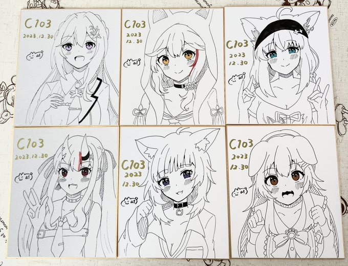 おはようございますー☀️ コミケで色紙販売します!(1枚2000円 当日来れる方で、3.4名リクエスト募集しまーす! 希望のホロメン、衣装を添えてリプにお願いします!🙏  #C103