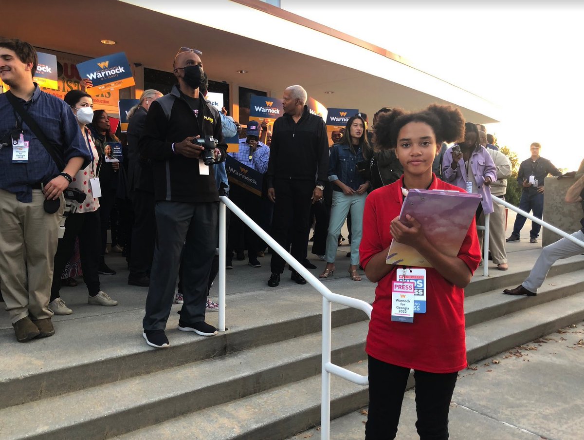 SkyeEseOduaran's tweet photo. #journalism #KidReporter #journalismmatters #reporter #correspondence 
Covering @ReverendWarnock #Senate #Rally as a #Scholastic Kid Reporter.
Read my journalism #news #articles: https://t.co/VIuw3t36x5
Writing to Inspire! https://t.co/cSSBA4PSv9
