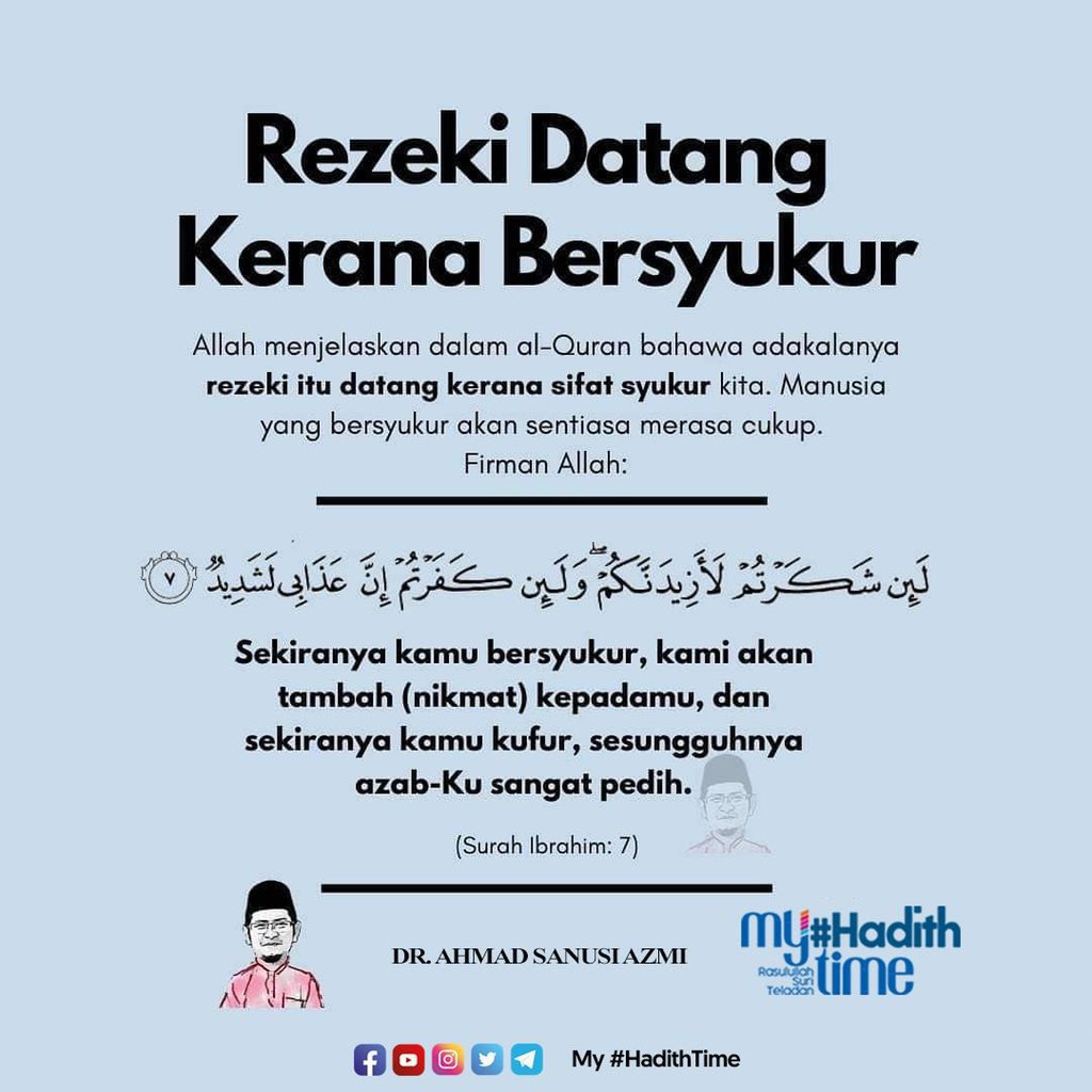 Rezeki datang kerana bersyukur. 🤲🏻