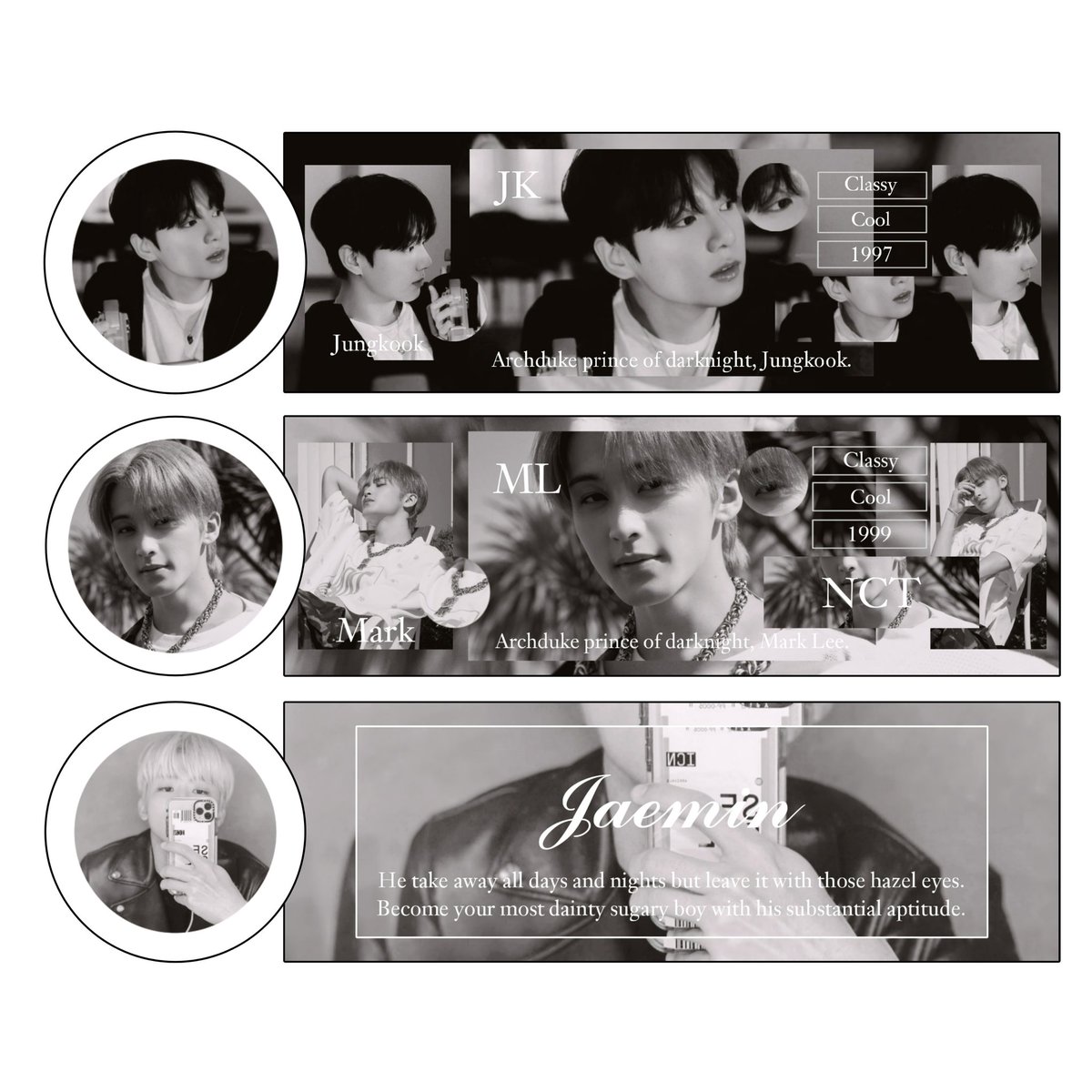 List chara : Giselle, Ningning, Sohee, younjung, Minji, Hyein, Jungkook, Mark, Jaemin