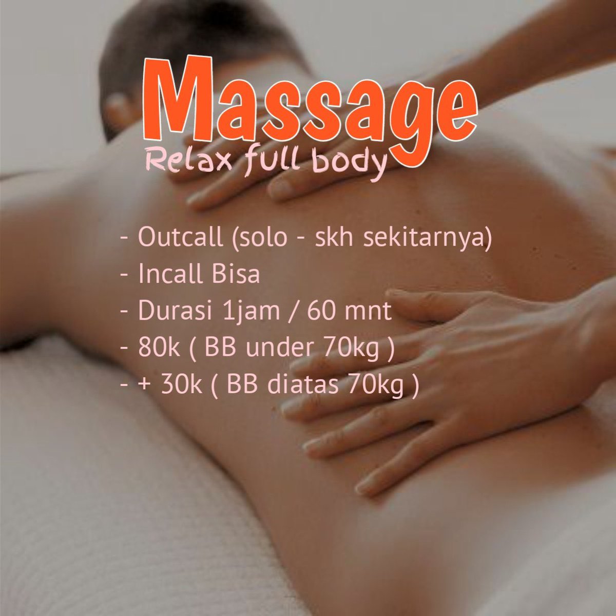 mrRelaxs's tweet photo. Incall Outcall Bisa
terapis pria 22th
lngsung wa aja
+62 858-6721-8587
#pijatpria
#pijatsolo
#pijatpasutrisolo 
#pijatsukoharjo
#pijatvitalitas
#pijatpriaSolo 
#pijatvitalitas https://t.co/jX0yoIDHGA
