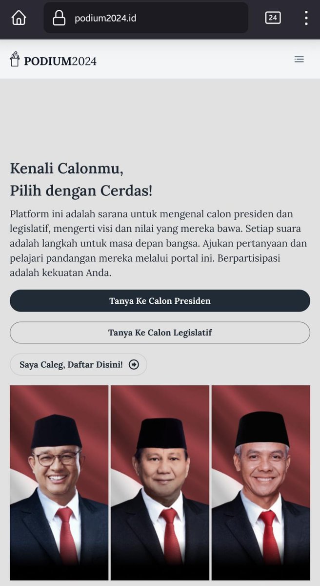 FahmiAgustian's tweet photo. Coba aja buka web https://t.co/LSslsrs3ql lalu kamu pilih menu "Tanya ke Calon Presiden", kamu tanyain tuh Capresmu, karena mereka sudah mengupload visi-misinya ke platform ini.

Tapi sepertinya pasangan Ganjar-Mahfud belum mengupload datanya ke platform ini. :D https://t.co/z9fNo911CV