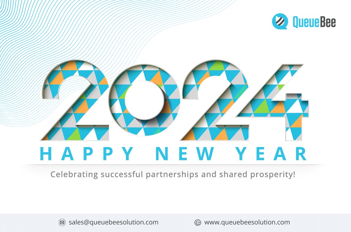 Im_QueueBee's tweet image. As we step into 2024, we at QueueBee Solution extend our heartfelt wishes to you and your team. May this year be a landmark of successful partnerships and collective prosperity. Happy New Year! #NewYear2024 #Partnership #Success #QueueBeeSolution