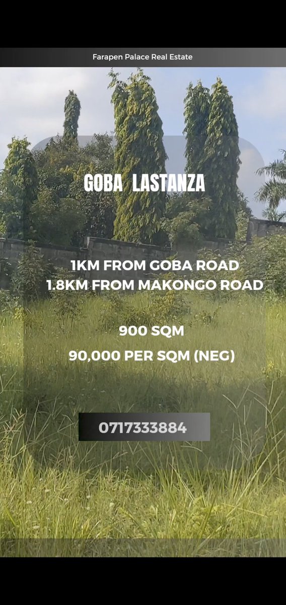 farapen's tweet photo. Plot For Sale Goba LaStanza
Sqm 900
90,000/= PER SQM
1km from Goba Road
1.8km from Makongo Road
0717333884
#Goba #madale #viwanja https://t.co/bb1dCiYFC0