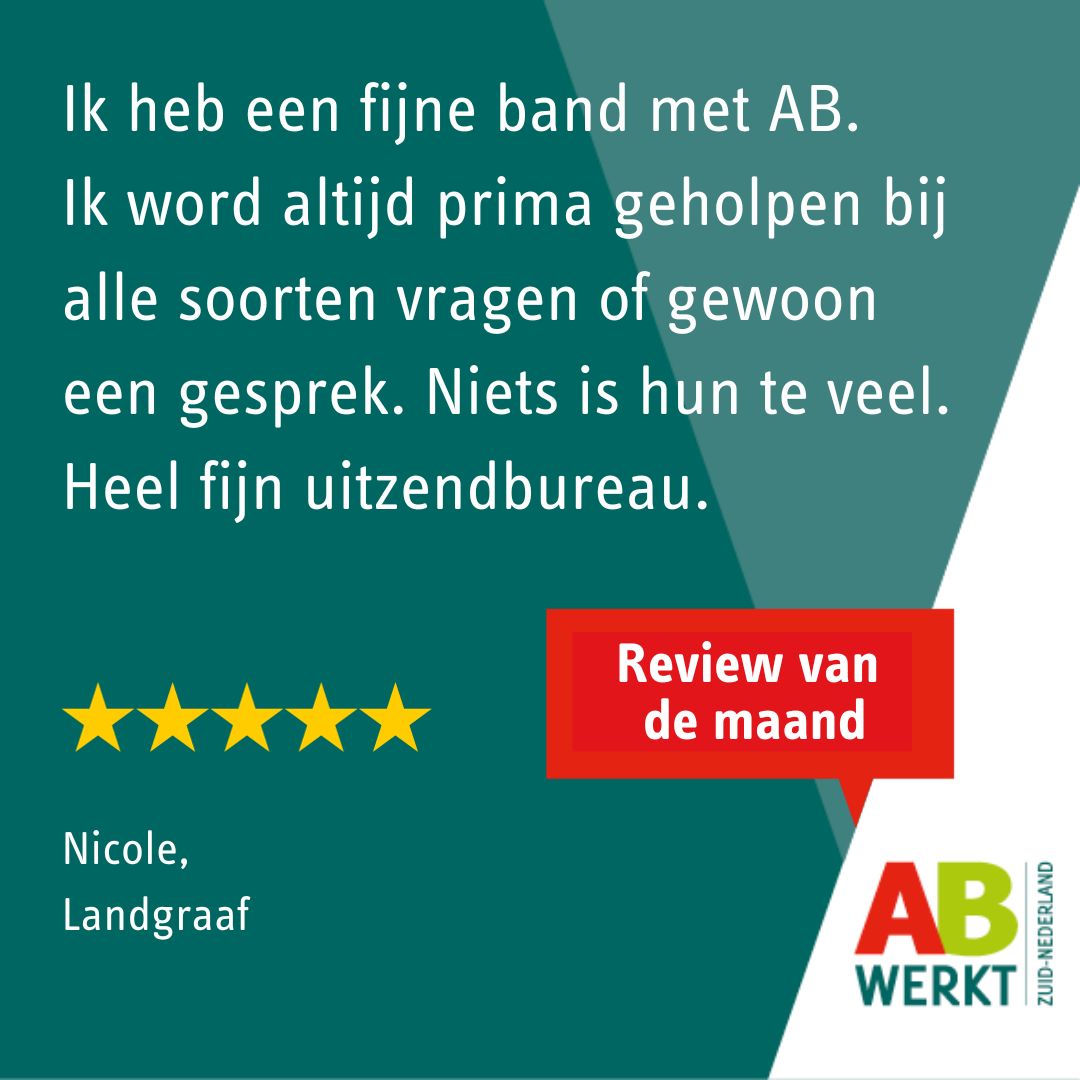 Daar gaan we voor: een fijne band met onze (toekomstige) medewerkers. Bedankt Nicole, fijn dat jij dit zo hebt ervaren! ⭐😀

Bekijk meer van dit soort reviews op Klantenvertellen: 
loom.ly/E4AOLPc

#abwerkt #review #trots
