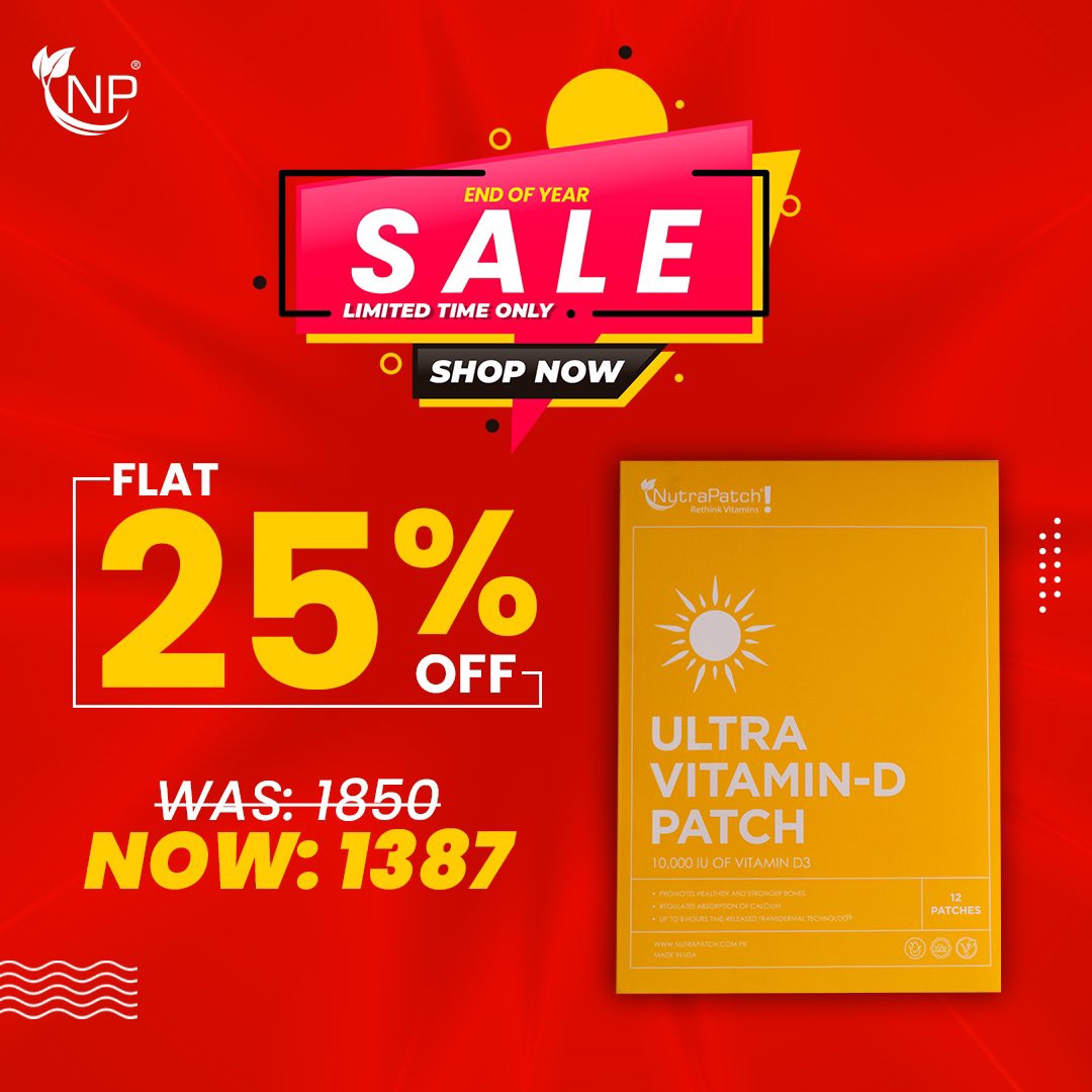 NutraPatch's tweet photo. Patch up your wellness journey with the best deal around. Avail FLAT 25% OFF! 🌟 Grab your favorite vitamin patches now and pave the way for a healthier you! 

#nutrpatch #sale #yearendsale #saletime #VitaminSavings #PatchYourHealth https://t.co/HZ7gzNbgu8