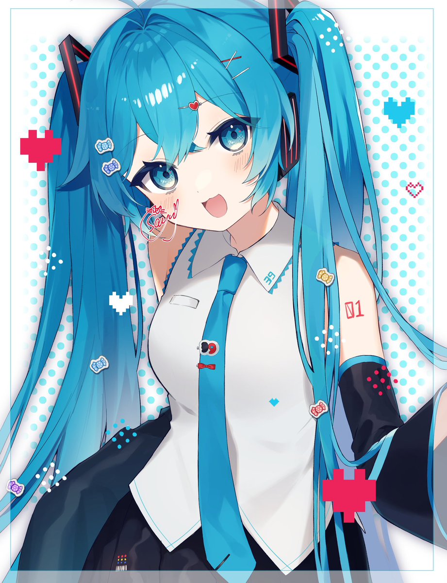 初音ミク 「びっくりするほど描いてない!やっぱぼますように描いたこのふたつが一番好き……来年」|茶桜さゆのイラスト