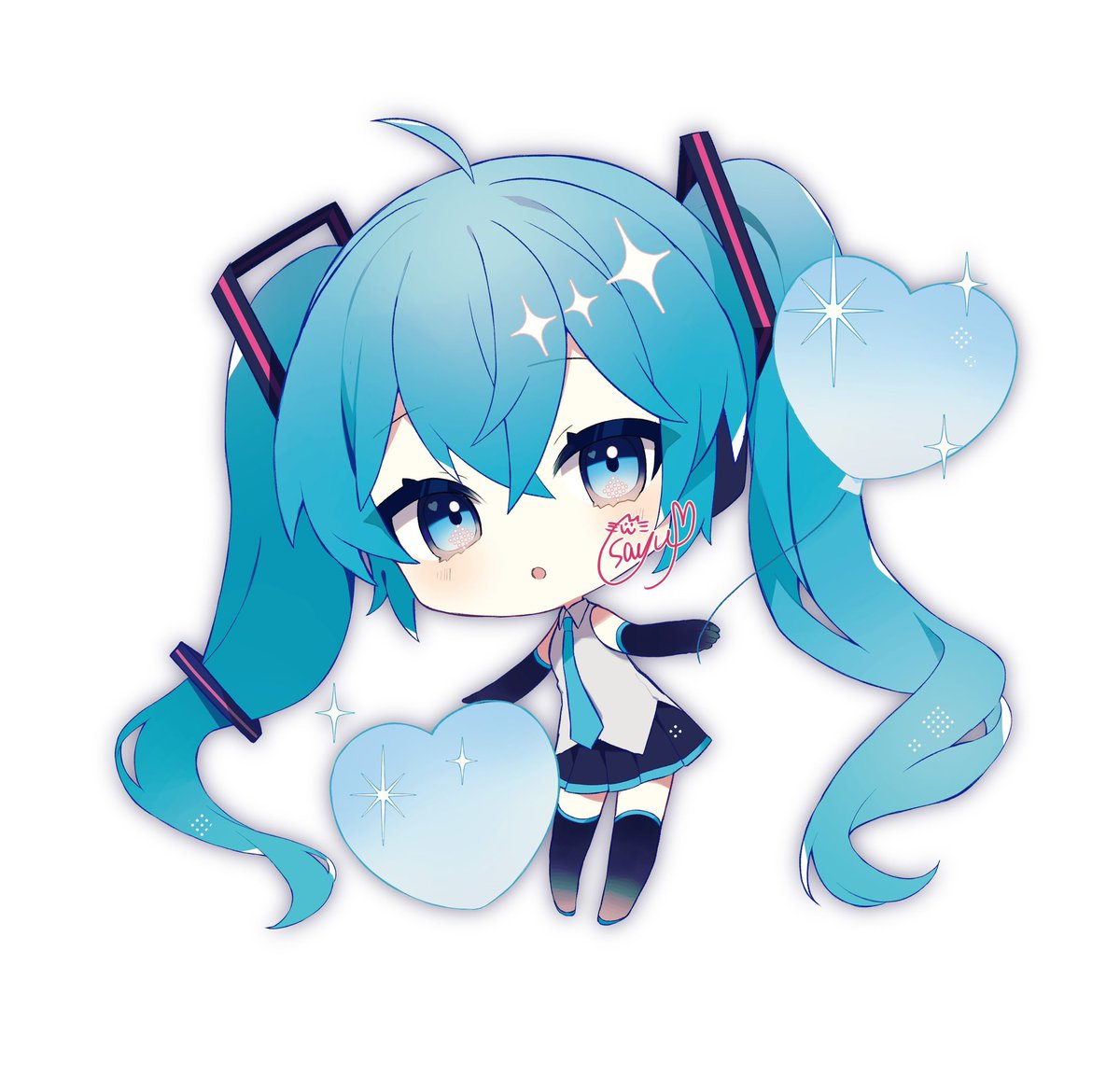 初音ミク 「びっくりするほど描いてない!やっぱぼますように描いたこのふたつが一番好き……来年」|茶桜さゆのイラスト