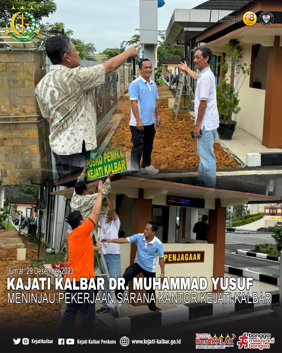 KejatiK's tweet photo. Pada hari Jumat, 29 Desember 2023, Kajati Kalbar DR. Drs. Muhammad Yusuf, SH, MH,  meninjau pembangunan videotron dan pagar kantor sebagai sarana dan prasarana pelayanan publik di lingkungan Kejati Kalbar. https://t.co/Ar4BGYG49E