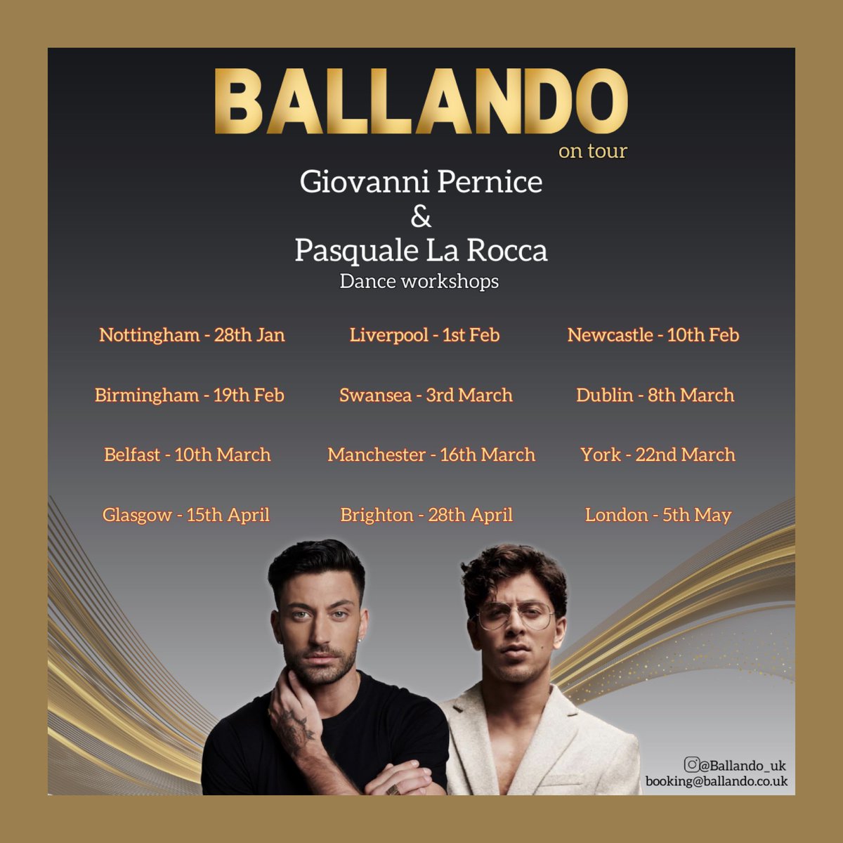 Giovanni and Pasquale are taking their dance classes on tour! 

instagram.com/ballando_uk?ig…

buytickets.at/ballando

#giovannipernice #pasqualelarocca