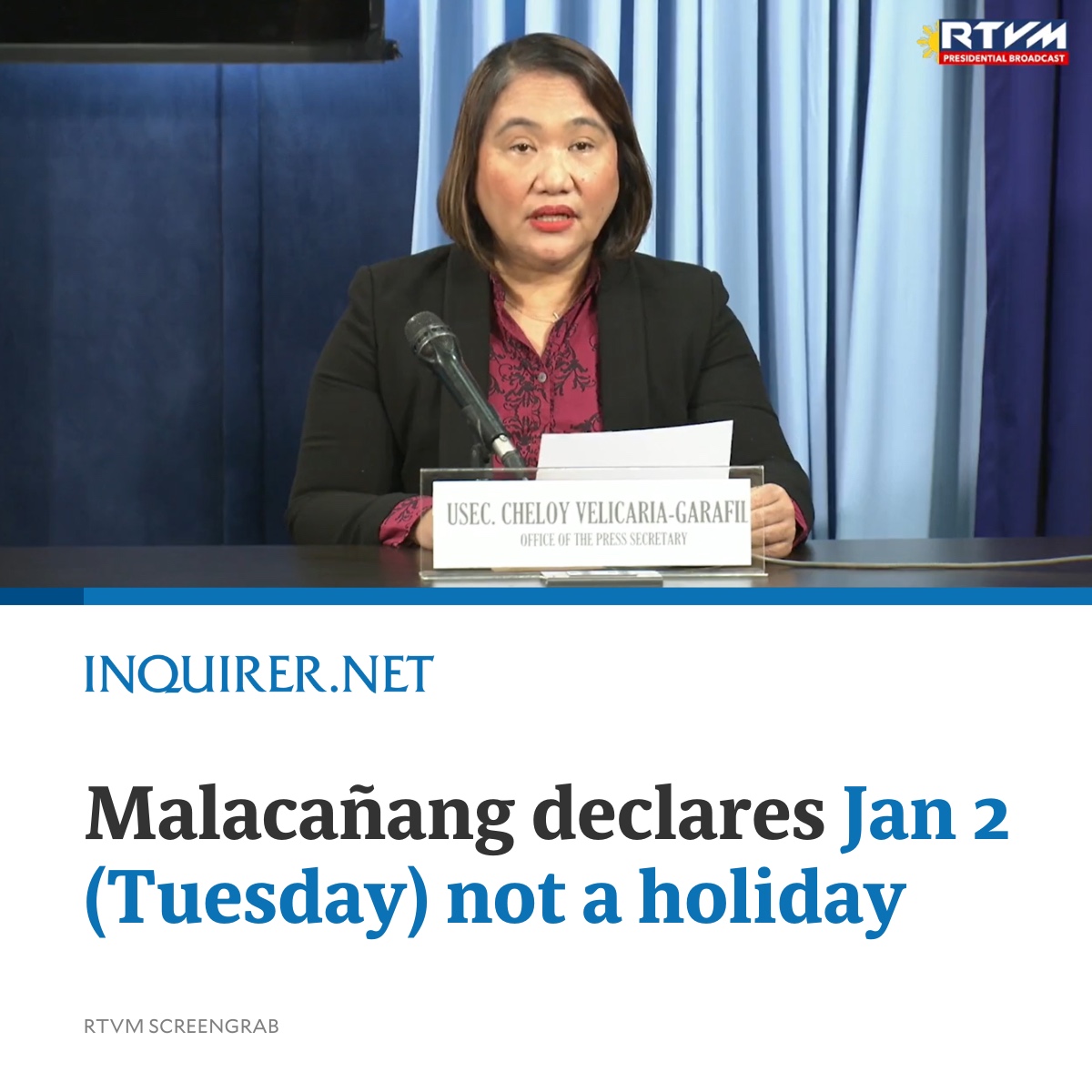 inquirerdotnet's tweet photo. Heads up — no holiday vibes on January 2.

READ MORE: https://t.co/MPaiSnNGBc https://t.co/KU5u2eY0Dd