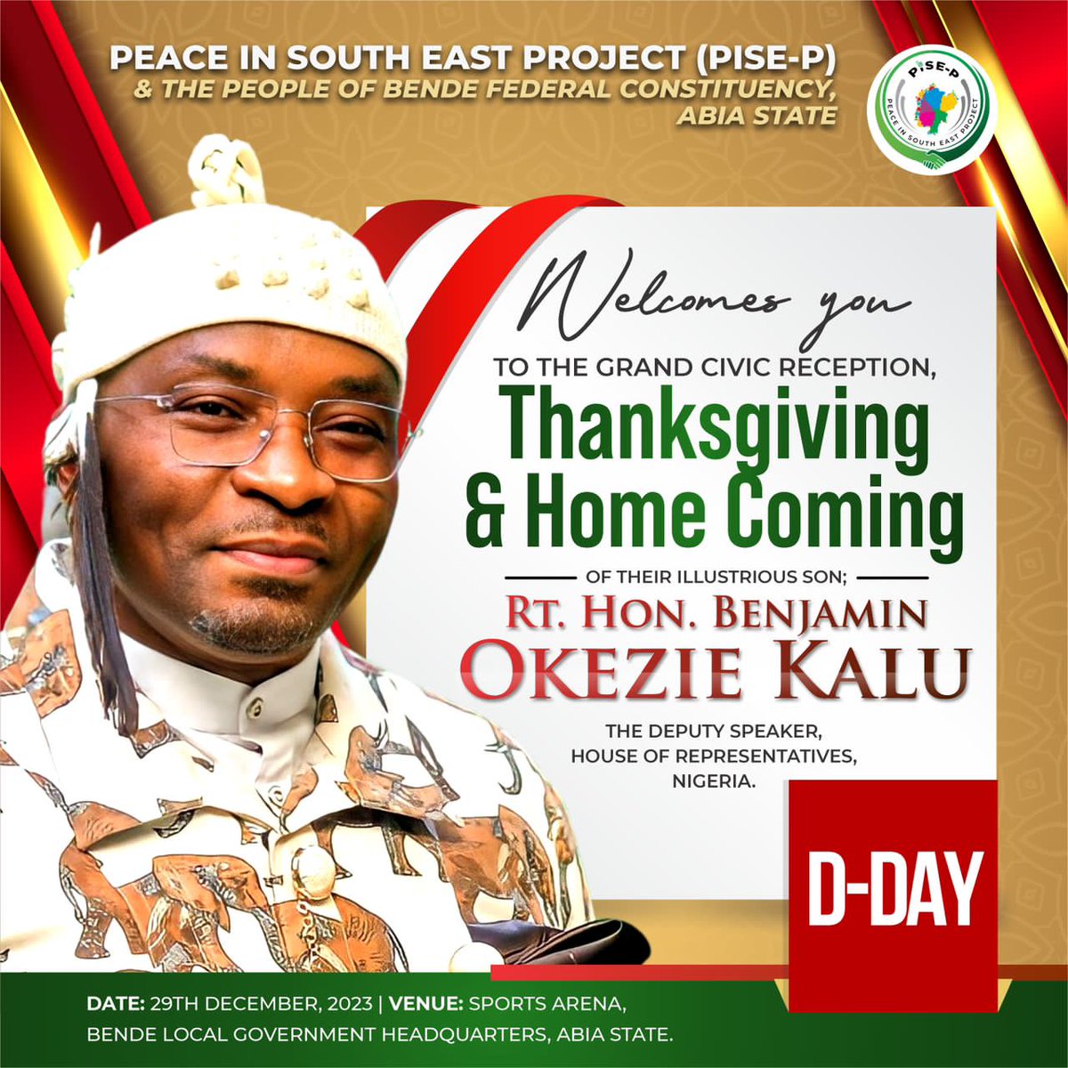 TheFunny_Sundae's tweet photo. 🌟 Don't miss out! The Thanksgiving and Homecoming service for RT. Hon. Benjamin Okezie Kalu is happening TODAY at 10 am. Head to the Sports Arena, Bendel Local Government Headquarters, Abia State, for a memorable celebration! 🎉🍁
#ndokamma
#piseproject
@PiseProject https://t.co/xqFRsbJQxx