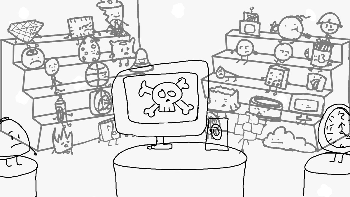 Guylanthony's tweet photo. I am about halfway done storyboarding the Revised BFSP Results 30! #bfdi #bfb #tpot #bfsp #objectshowcommunity https://t.co/el7YFTUjd3