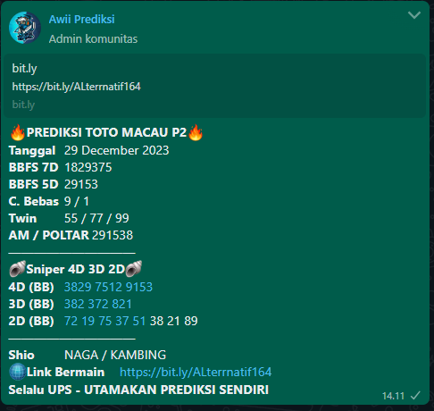 AwiPrediksi's tweet photo. Angka Paten TOTO MACAU P2 JAM 16.00 Bossku semoga di SAH kan bandoot , jangan lupa di kolepp kembali dengan angka bossku 🤝🤝🔥

Gabung prediksi Awii lengkap dan gratis di wa:
📲 0813-2039-2590 https://t.co/5Ct9wnypBy