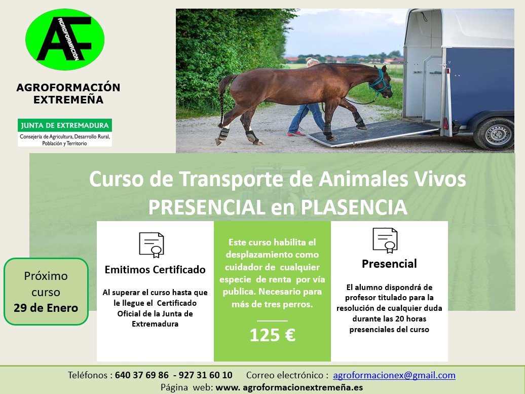 ExtremenaL's tweet photo. curso presencial en Plasencia, para el transporte de animales vivos. https://t.co/ZKtwYSxIdp