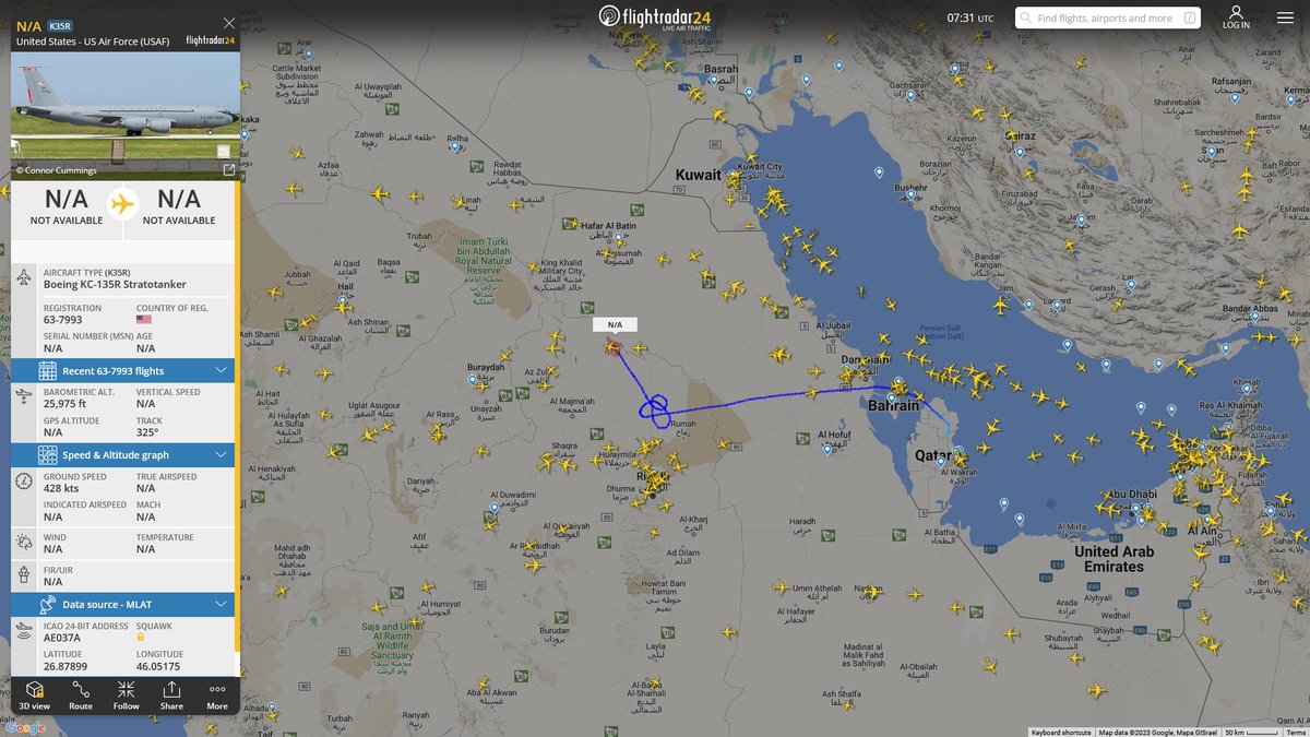 Dec. 29, 2023
#Al-Udeid Air Base #Iraq 

#NoCALLSIGN #AE037A USAF KC-135R Stratotanker