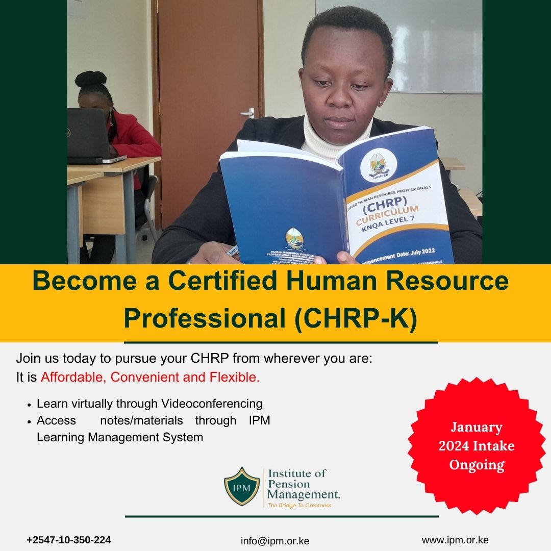 IPMKenya's tweet photo. Enroll now for the Certified Human Resource Professionals Course starting in January 2024! Join our upcoming classes featuring both New and Old Syllabuses. Don't miss out on this opportunity! #HRProfessional #CareerDevelopment #RegistrationOpen#January2024#Jan.2024intake. https://t.co/VfkMd9VkMI