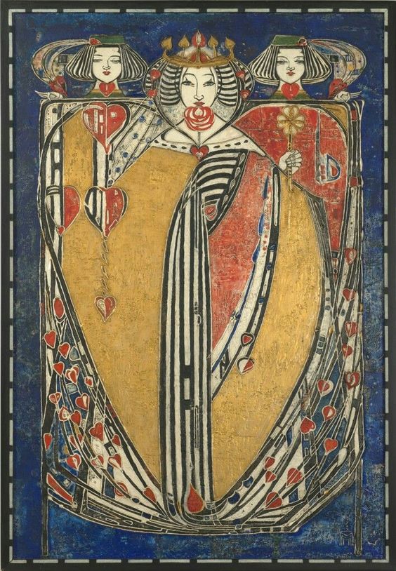 Queen of Hearts, 1909, by Margaret Macdonald, one of the defining artists of the Glasgow School #WomensArt
