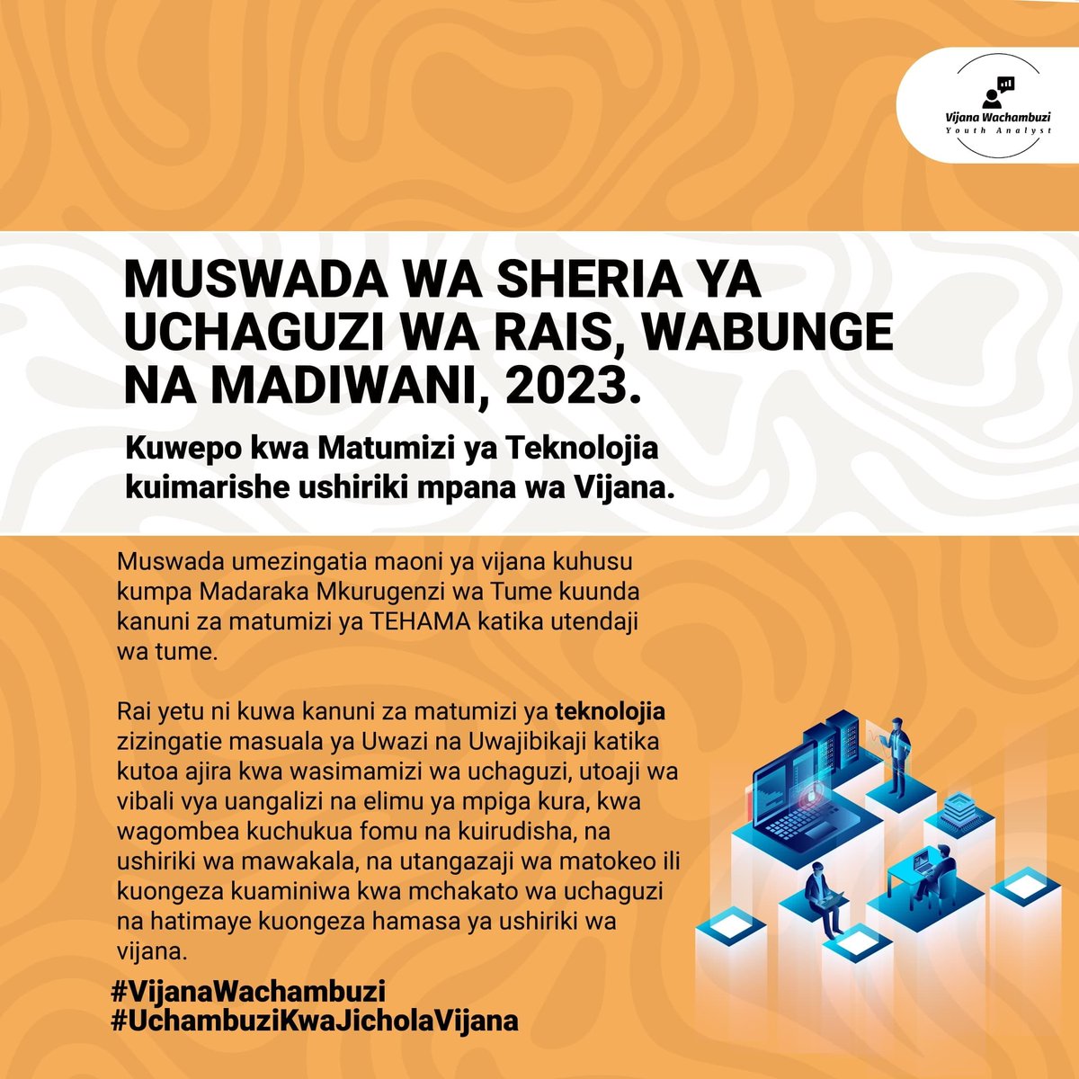 ShadrackJohn's tweet photo. Matumizi ya Tekno-
lojia yazingatie Uwazi na Uwaj-
ibikaji katika chaguzi. Mf. kutoa ajira kwa wa simamizi wa
uchaguzi,vibali vya uangalizi na
elimu ya mpiga kura, zoezi la kuch-ukua na kurudisha fomu, ushiriki wa mawakala na utangazaji wa matokeo. #MiswadaYaSiasaNaUchaguzi https://t.co/Vgcensudpg