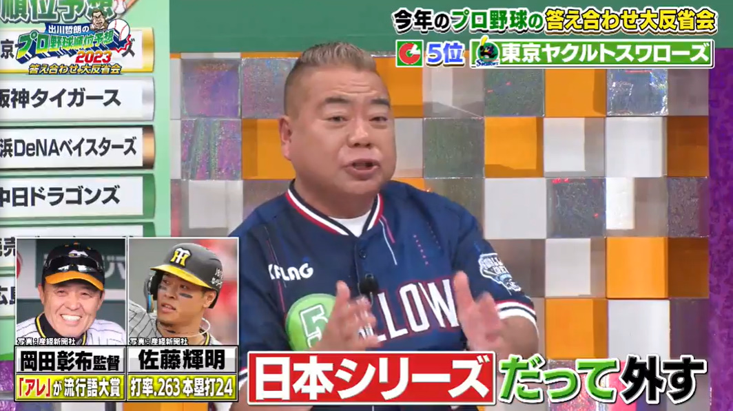 NekoSuke5_5_1's tweet photo. 出川哲朗さん「山田哲人は6・7番軽いところで打たせてあげた方が��い、岡田監督は調子悪いとすぐ外す、高津監督にもその厳しさがちょっとだけあってもいいんじゃないかな。」

#swallows 
#出川哲朗のプロ野球順位予想2023 https://t.co/ssHIAmm1GF
