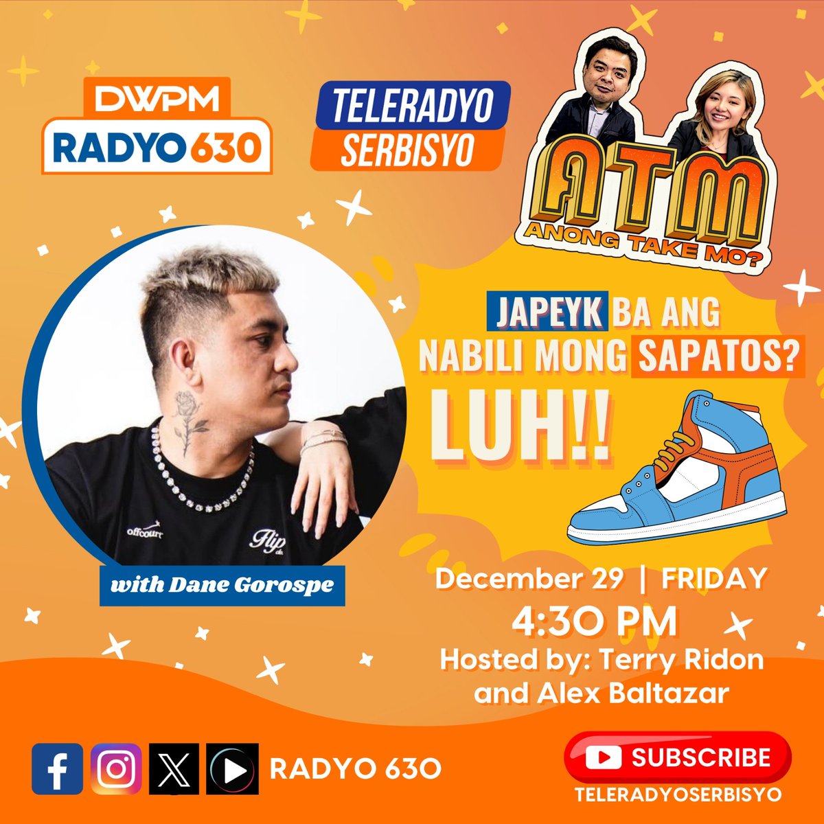 How to spot a fake pair of sneakers? 

Bibiisita sa ATM ang super legit sneaker head and vlogger na si Dane Gorospe para iwas-budol sa mga fake sneakers!

Message na!!!

#Radyo630 #DWPM #TeleRadyoSerbisyo #ATM