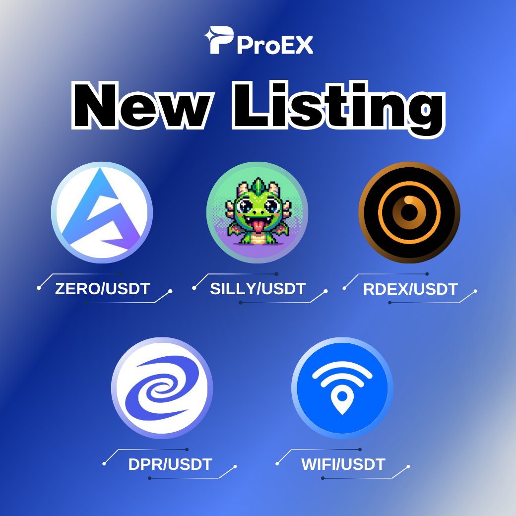 【Announcement on listing ZERO、SILLY、RDEX 、DPR、WIFI】

【ZERO、SILLY、RDEX 、DPR、WIFI】will be listed on Pro Exchange. 
Trading pair ：ZERO/USDT、SILLY/USDT、RDEX/USDT、DPR/USDT、WIFI/USDT

proex.zendesk.com/hc/en-us/artic…