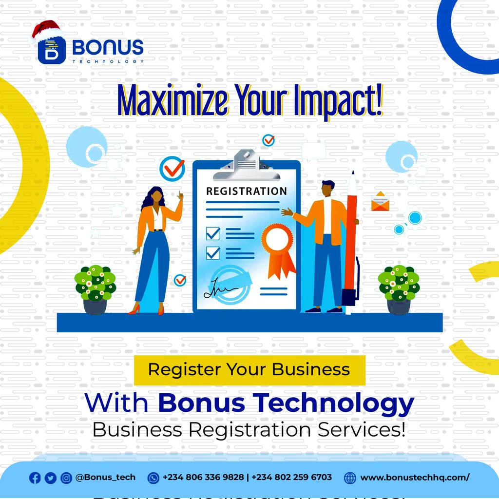 BonusTechnology's tweet photo. Create strategic impacts when you let BonusTechnology handle your BUSINESS REGISTRATION.
SEND A DM TODAY , LET'S HELP YOU CREATE MAGIC!
#businessregistration #branding #brand #bonustechnology https://t.co/G9TLrJF7W1
