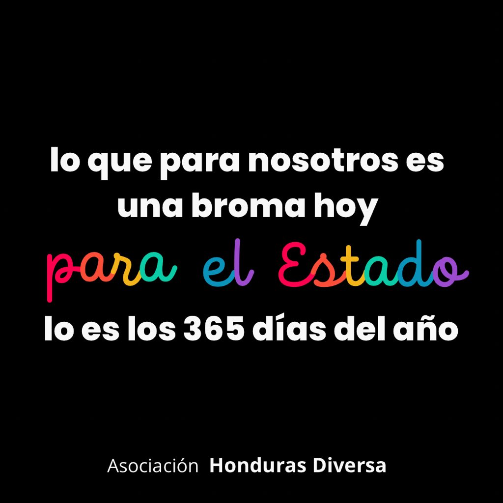 DiversaHonduras's tweet photo. Pero no, nuestros derechos no son un chiste, no son un chiste las cifras de crímenes de odio, la falta de garantías y la violencia que vivimos las personas LGBTIQ+. https://t.co/Obp2XQ6MKV
