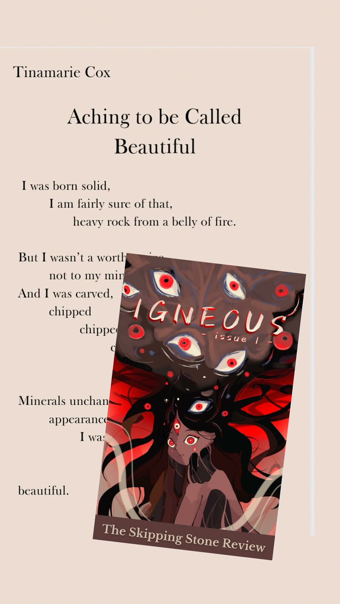 tinamarie_cox's tweet photo. Skipping Stone Review brings Issue 1: Igneous to life. That cover is killer, isn't it?!
Download a pdf &amp; read free: https://t.co/hxJL2BiPnw
#literarymagazine  #newlitmags #newrelease #inauguralissue #skippingstone #poetry #prose #art #poet #arizonapoet #tinamariethinkstoomuch https://t.co/IfTOrGliuo