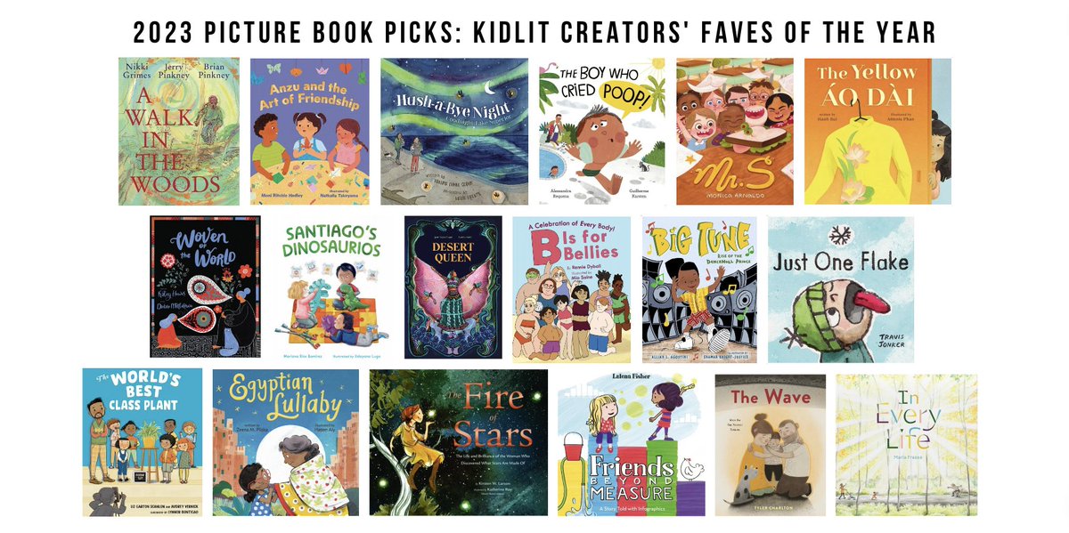 It's the 2023 #PictureBookPicks list! 📚 Thanks to this year's curators: 18 creators of books for kids! Visit the blog to learn more about the titles chosen and why they made such an impact on our curators' hearts: anitraroweschulte.com/blog/2023pictu… (Contributors and curators tagged below)