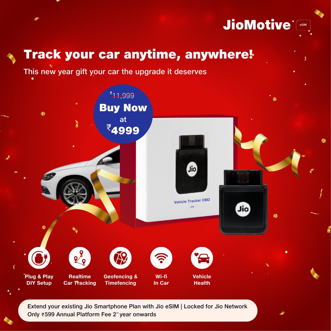 TruePower__'s tweet photo. 🎊 🚘 Unwrap the future of smart driving with Jio Motive's New Year Special!

📞 Get in touch with us at contact.smartmobility@ril.com

#NewYear #JioMotive #Jio #RouteTracking #Speed #Location #DrivingExperience #DriveSmarter #DriveSafe https://t.co/wnvIfjuUFI
