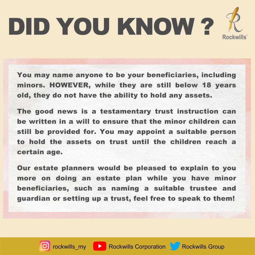 rockwills's tweet photo. Did you know a Will made using audio/video recording is NOT valid?

DM us for more information today!

#Rockwills #willwritingmalaysia #willandtrust #EstatePlanning #malaysialaw https://t.co/icLvJ4vSVc