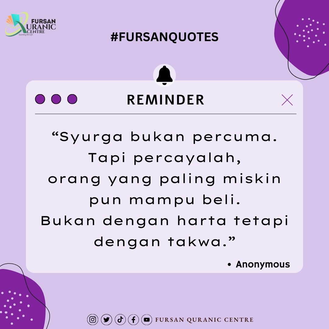 fursanquranic's tweet photo. Orang yang berharta belum tentu dapat beli syurga kerana beratnya hisab.

Sedangkan orang yang beriman &amp; miskin harta mudah masuk syurga kerana ringannya hisab di Akhirat. https://t.co/ncfVjdb00O