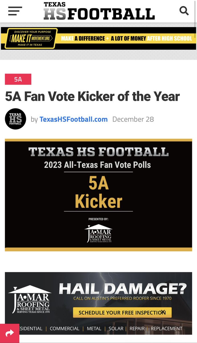 Go vote!!!
texashsfootball.com/5a-fan-vote-ki…
<a href="/WHSTX_Football/">Whitehouse Football</a>