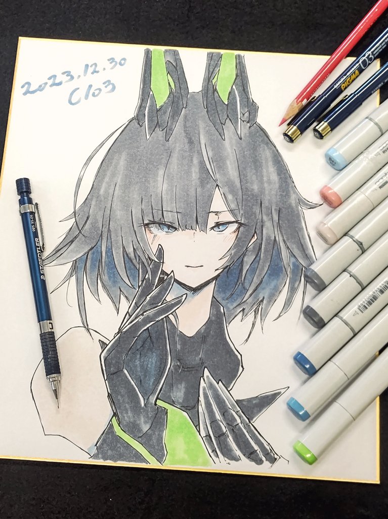 「スペースの看板にする色紙を描きました。  よしよし、首尾よく出来たぞ……ところで」|きくすいのイラスト