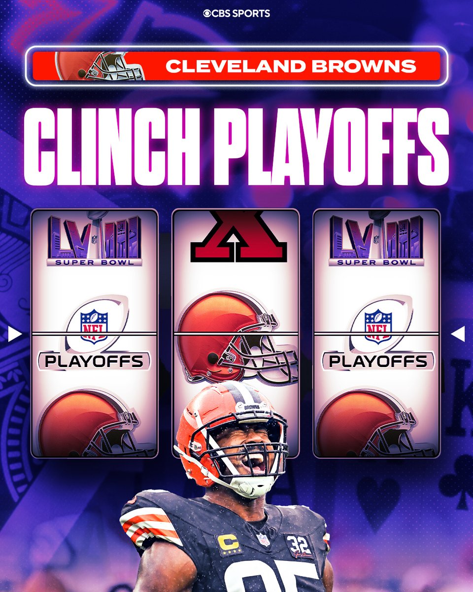 NFLonCBS's tweet photo. THE CLEVELAND BROWNS HAVE PUNCHED THEIR TICKET 🔥 https://t.co/VMYKamCuMk