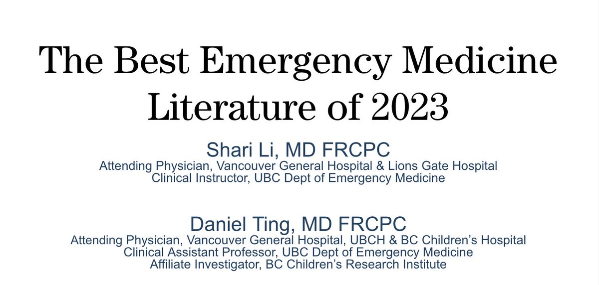 Daniel Ting (@tingdan) on Twitter photo What were the top papers in Emergency Medicine in 2023? Here is summary from Vancouver General Hospital Grand Rounds w/ Dr. Shari Li. 🧵 to follow! Let me know what you think, and which papers we missed! #FOAMed #FOAMcc <a href="/EmergencyCareBC/">Emergency Care BC</a> <a href="/CAEP_Docs/">CAEP</a> <a href="/EMResUBC/">UBC Vancouver EM Residency</a> <a href="/WeAreCanadiEM/">CanadiEM</a> What were the top papers in Emergency Medicine in 2023? Here is summary from Vancouver General Hospital Grand Rounds w/ Dr. Shari Li. 🧵 to follow! Let me know what you think, and which papers we missed! #FOAMed #FOAMcc <a href="/EmergencyCareBC/">Emergency Care BC</a> <a href="/CAEP_Docs/">CAEP</a> <a href="/EMResUBC/">UBC Vancouver EM Residency</a> <a href="/WeAreCanadiEM/">CanadiEM</a>