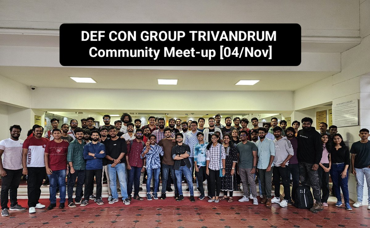dc0471's tweet photo. DEF CON Group Trivandrum community meet-up November edition! 
#dc0471 #defcongroups #defcon @defcon @defcongroups https://t.co/e7pXqk60f0