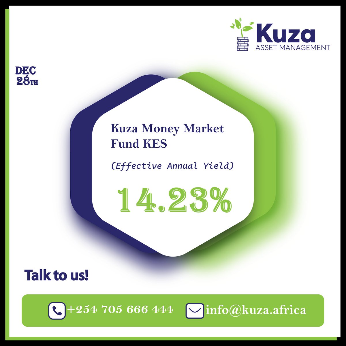 Kuza_Asset's tweet photo. The Kuza Money Market Fund KES posted the below rate as of 28th December 2023.
Register with us via our client portal (https://t.co/7mfYMOhDgs) or our mobile app ( https://t.co/15a1ndjiuf) available on Google Play Store and Apple Store.
#competitivereturns #investwithus #kuzaassetmanagement