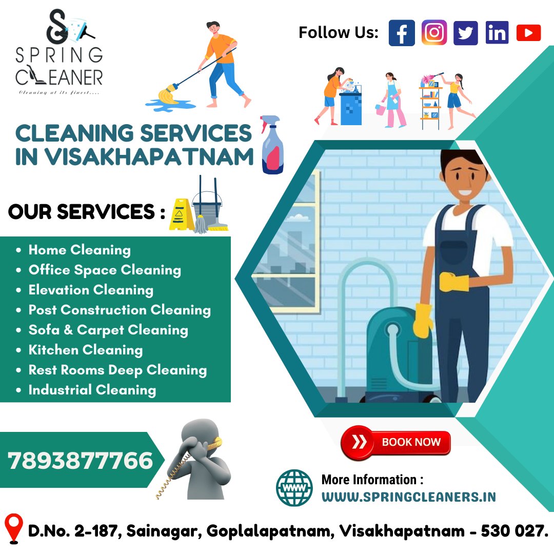 SpringCleanerr's tweet photo. Spring Cleaners Providing You The best cleaning services in Visakhapatnam🧹✨.

📞+91 7893877766
Visit us: https://t.co/QinSuYK11C

#springcleaners #allhomecleaningservicesinvizag #anyhousecleaningservices #apartmentdeepcleanservice
#apartmenthousecleaners #atyourservicehouse https://t.co/jccZO3n9QY
