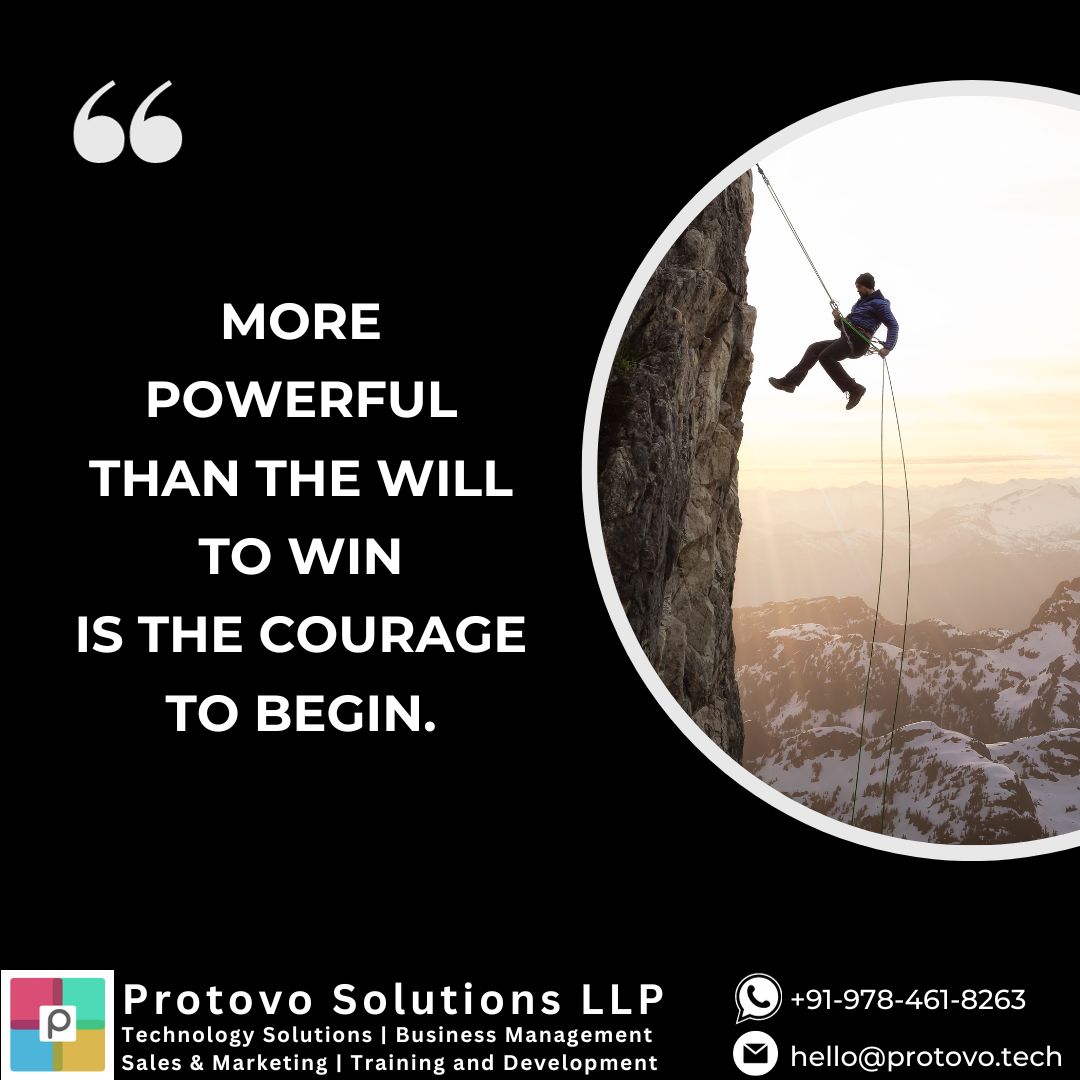 ProtovoSolution's tweet image. The first step holds the greatest courage. More powerful than the will to win is the bravery to start. 🌟🚀 

#CourageToBegin #StartYourJourney #BraveryInAction #Protovo #ProtovoSolutions