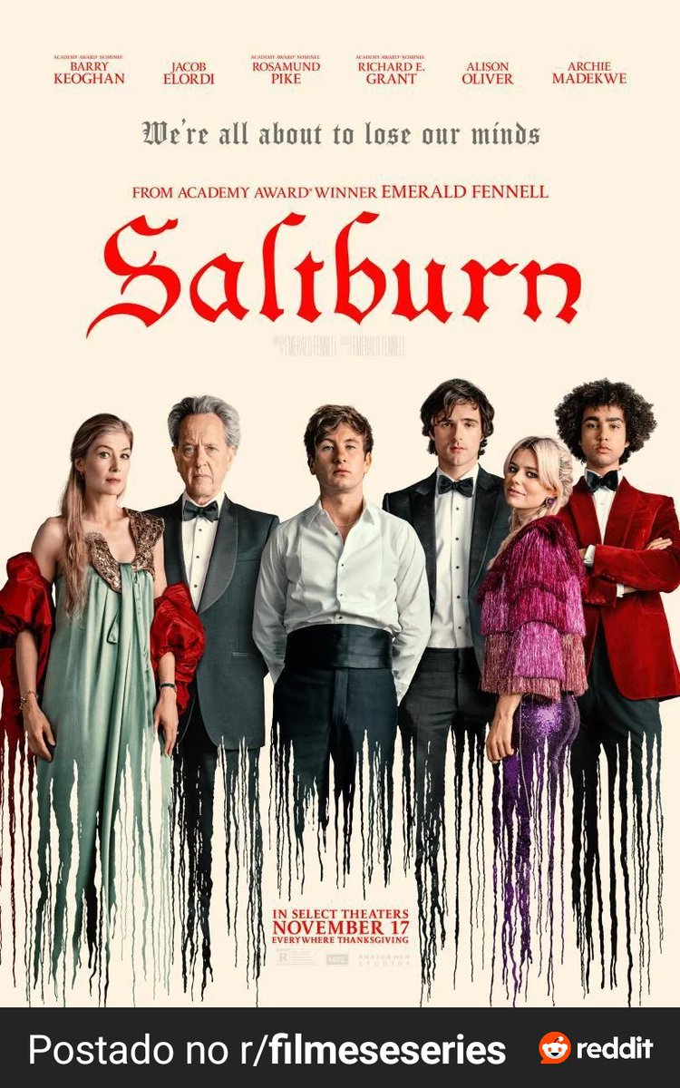 Agora eu entendi a polêmica sobre esse filme.
O plot twist no final 😍

Achei que ia ser mais um filme LGTV+ que as xixas não tem final feliz, mas olha a gay é babado, ela durruba o forninho, ela dá tiro, ela empina moto, ela faz o corre dela.
#Saltburn