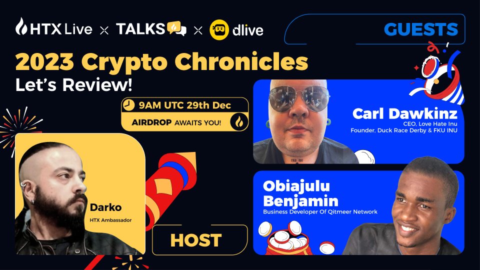 HTX Community (@htxcommunity) on Twitter photo Farewell to 2023! Join #HTX Live for the ultimate #crypto carnival with #airdrops and lucky draws!๐
โ
Follow <a href="/HTXCommunity/">HTX Community</a>
๐ RT+ tag 2
๐บ Subscribe now: htx.com/en-us/live/detโฆ Farewell to 2023! Join #HTX Live for the ultimate #crypto carnival with #airdrops and lucky draws!๐
โ
Follow <a href="/HTXCommunity/">HTX Community</a>
๐ RT+ tag 2
๐บ Subscribe now: htx.com/en-us/live/detโฆ