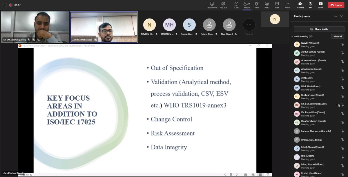 IBBPS_DUHS's tweet photo. An insightful webinar conducted "A Journey to WHO Prequalification of Quality Control Laboratory" with Zahid Sarfraz, QMS Manager at DTL Lahore.

you can see our recorded webinar on.
Facebook: https://t.co/nSQeBxCs4s

Youtube: https://t.co/8QUnSX8q0h
#IBBPS #DUHS #Webinar #WHO https://t.co/Nw3IG73MjL